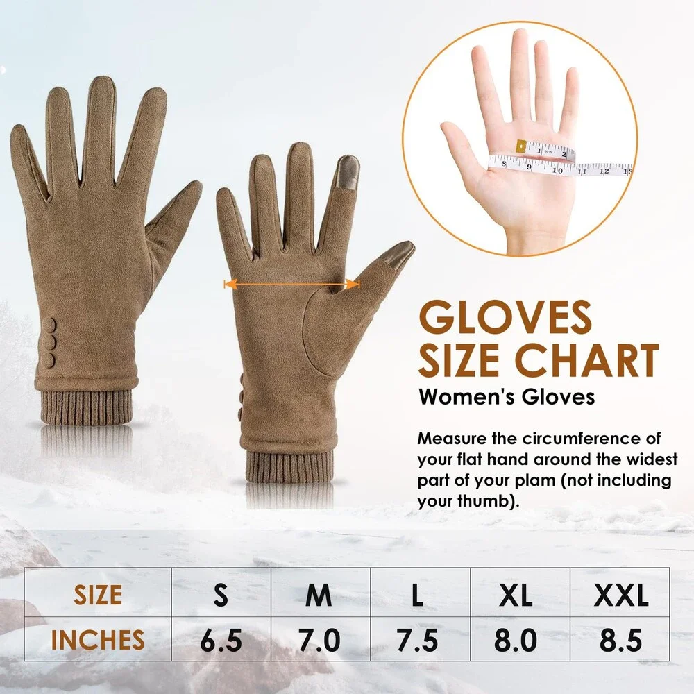 Dsane Women's Gloves Winter Touch Screen Texting Phone Windproof Fleece Lined L